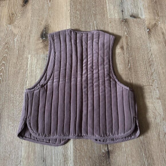 Vintage 100% Silk Bill Atkinson Purple quilted puffer vest Size S - Picture 5 of 5